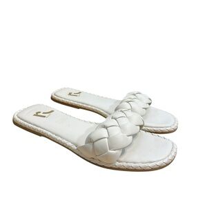 Report Elsie White Braided Slide Sandals Faux Leather Size 7